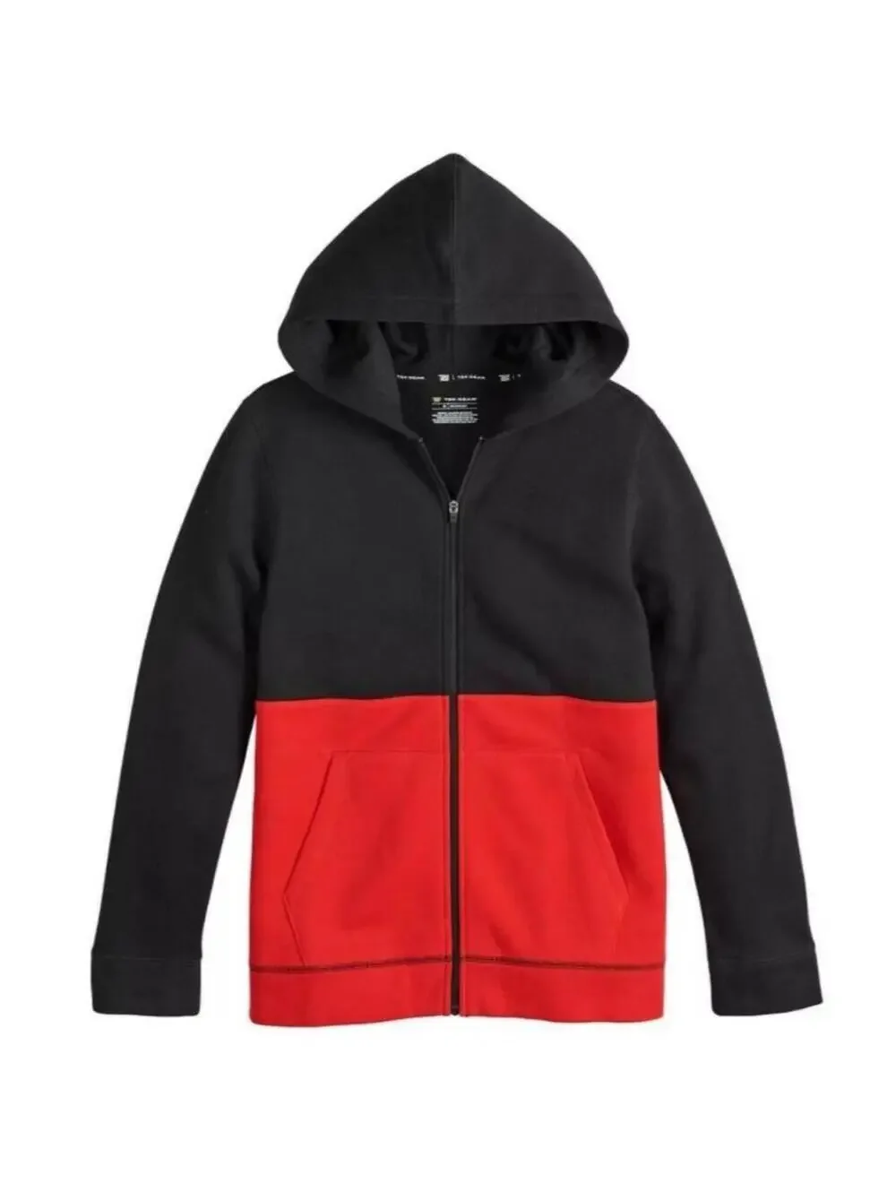 Tek Gear Hoodie Jacket Boys 8 Black Red Fleece Lined Full Zip Up Husky